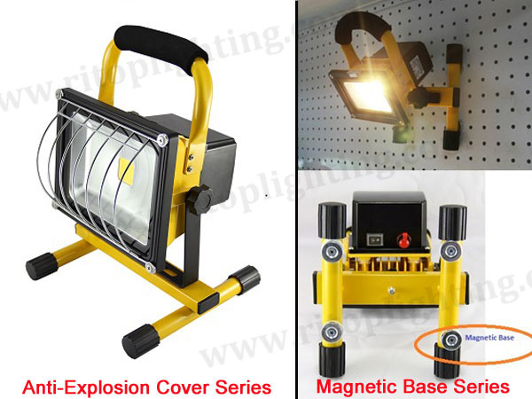 anti explosion cover and magnetic base series rechargeable led flood light